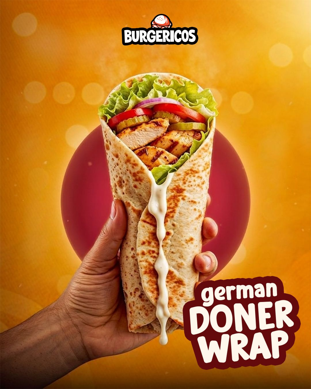 Chicken Shawarma Wrap Served in Burgerico's Restaurant in Glasgow